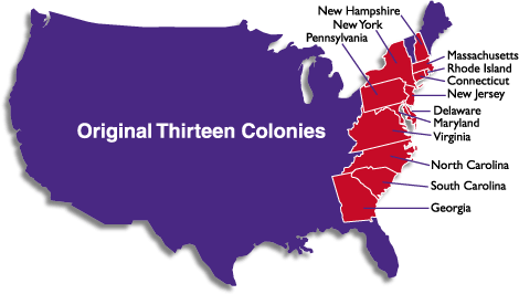 13 Colonies Map